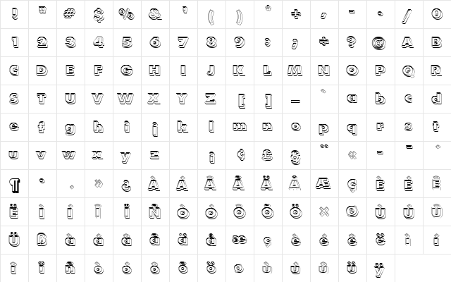 FuturaShaDExtBolOu1 Regular  glyph index