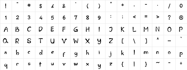 Velissa Regular  glyph index