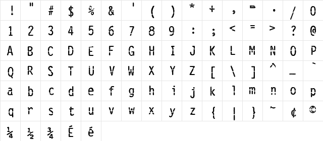 Vanthian Ragnarok Regular  glyph index