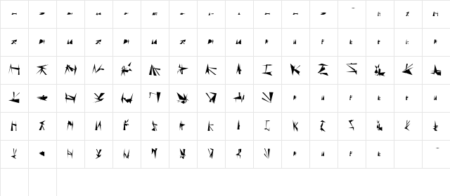 Tholian Regular  glyph index