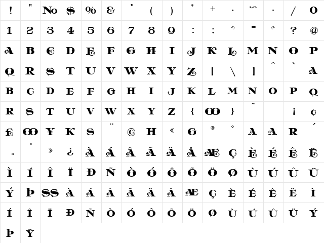 LHF Casablanca Regula  glyph index