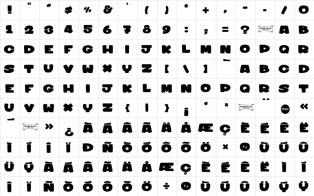 sharky&medusa 1 Regular  glyph index