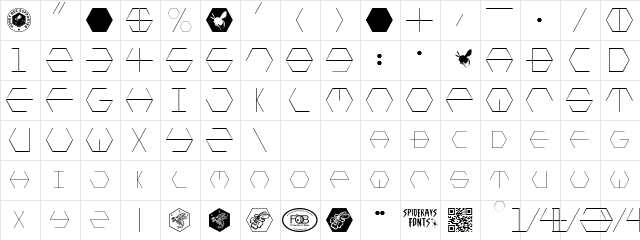 HONEYCOMBED Regular  glyph index