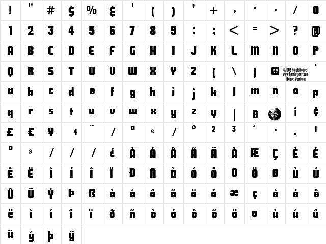 National Debt Regular  glyph index