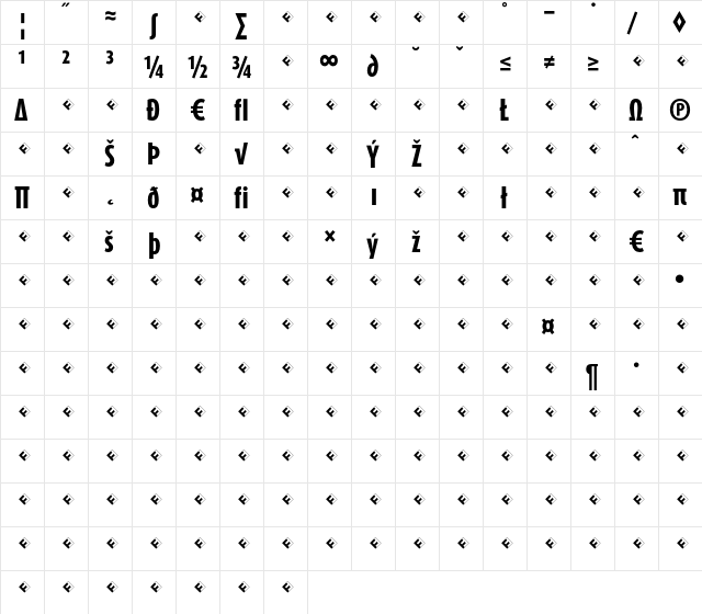 DaxCompact-ExtraBoldExpert Regular  glyph index