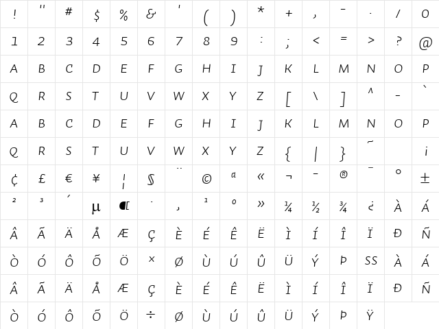 Auto 1 Light Italic SmCp  glyph index