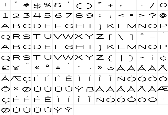 Coltrane Regular Demo  glyph index