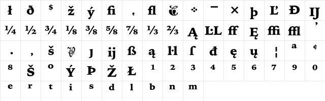 Bitstream Iowan Old Style Black Extension  glyph index