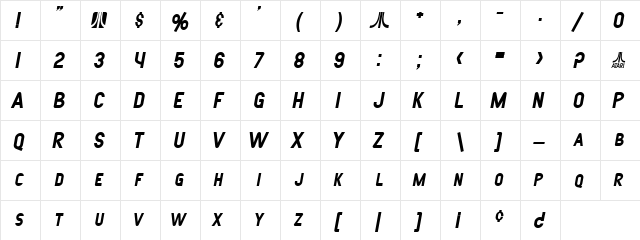 SF Atarian System Bold Italic  glyph index