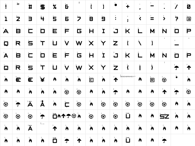 DS GS65 Regular  glyph index