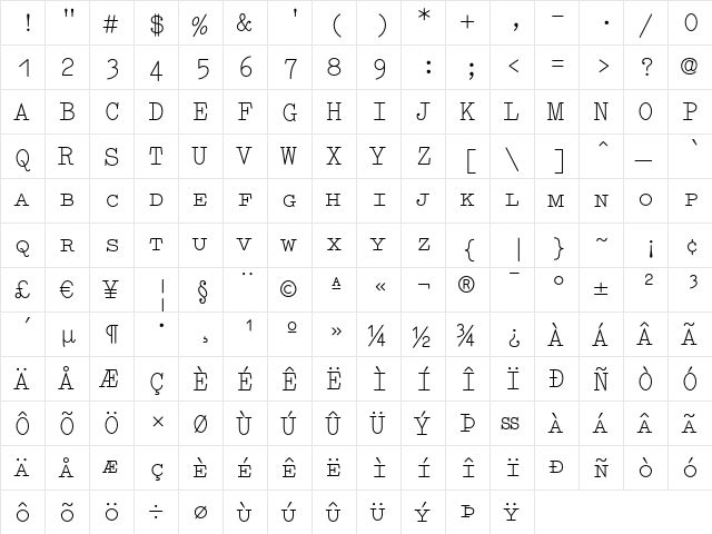 Elementa SC Regular  glyph index