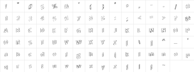 Heinous02 Regular  glyph index