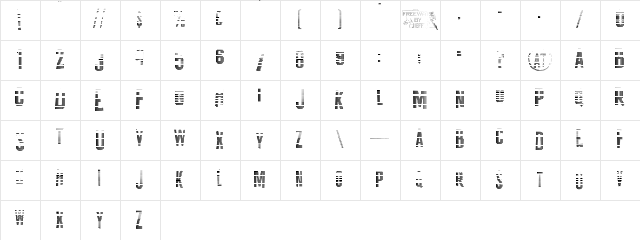 K.P. Duty Gray JL Regular  glyph index