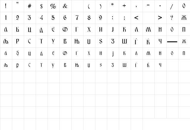 Miroskir2 Regular  glyph index