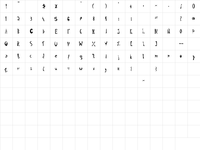 My first Regular  glyph index
