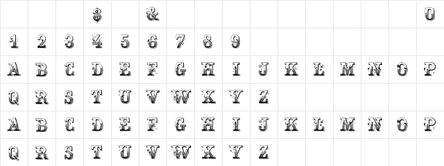 Holtzschue Regular  glyph index