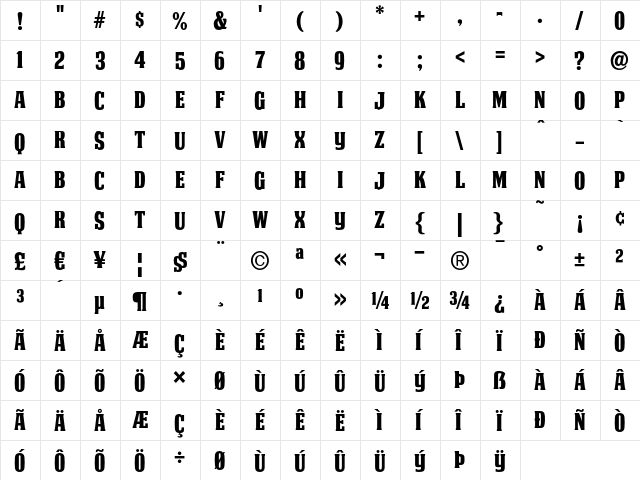 DEATHE MAACH NCV Regular  glyph index