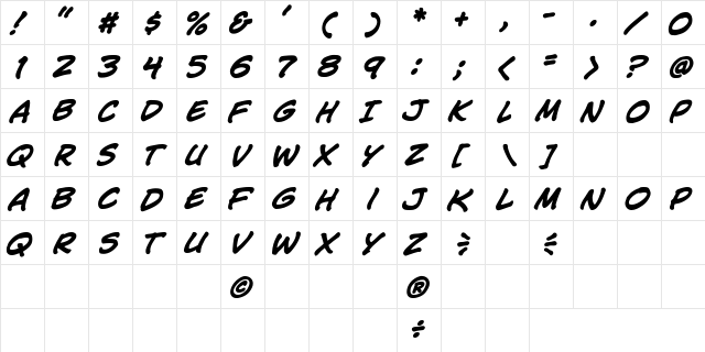 CCJimLee BoldItalic  glyph index