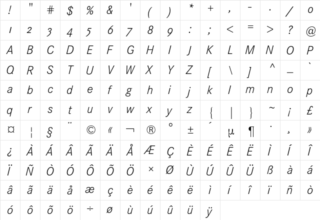 Corporate S Expert BQ Regular  glyph index