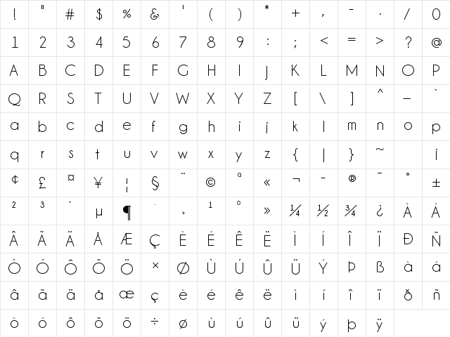 Champagne & Limousines Regular  glyph index