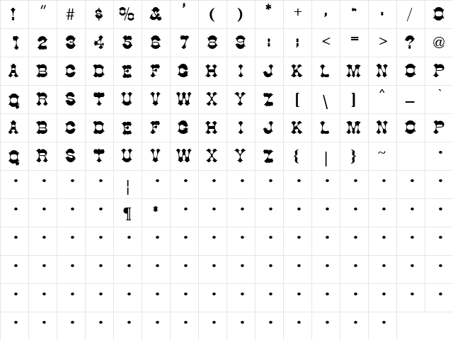 QTTumbleweed Regular  glyph index