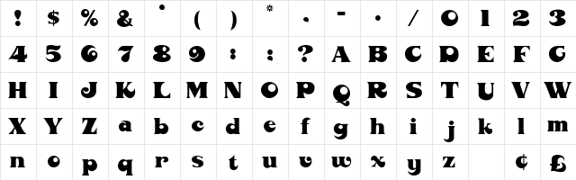 Barracon Display SSi Regular  glyph index