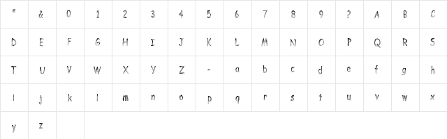 BombingStencil Regular  glyph index