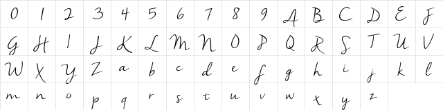 Nella Sue Demo Regular  glyph index