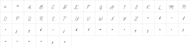 Vaniline2 Regular  glyph index