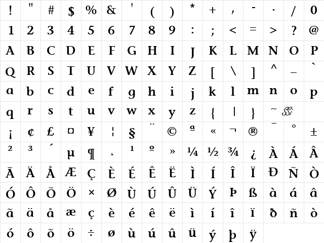 Mesouran Casual SSi Semi Bold  glyph index