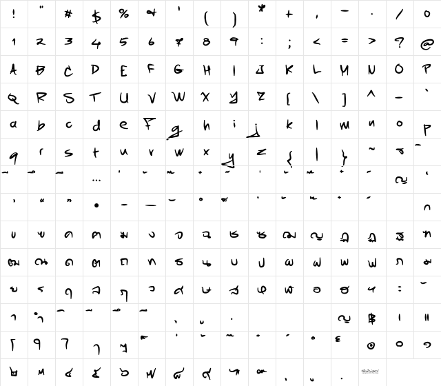 TX Timesquare Regular  glyph index