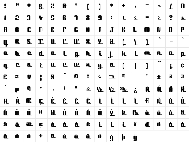UniteTogetherICG Medium  glyph index