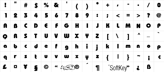 BordeauxBlack Regular  glyph index