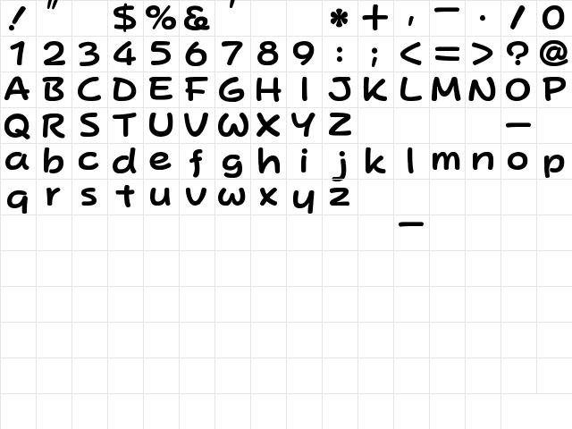 Hey Gorgeous Regular  glyph index