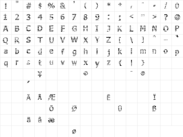 3D Noise Regular  glyph index