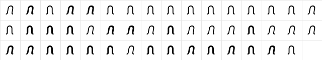 TFSquiggleSansNarro Regular  glyph index