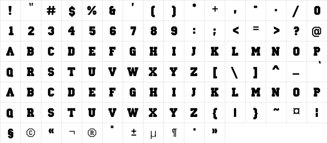 a_Campus Bold  glyph index