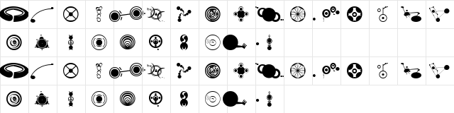 Pinball Regular  glyph index