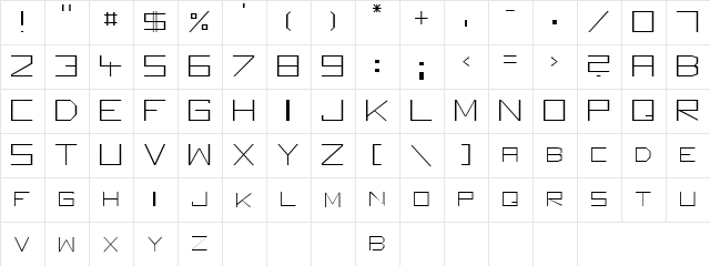 Square Unique Thin  glyph index
