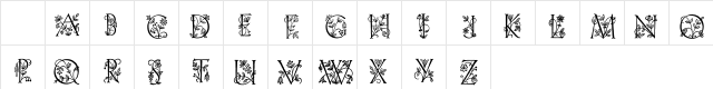 Eve Initials Regular  glyph index