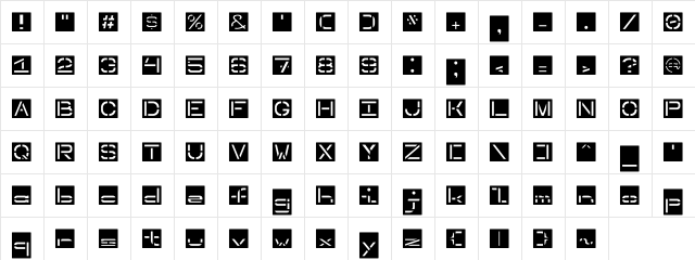 InvertedStencil Regular  glyph index