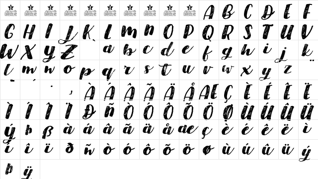 Black Pearl Personal Use Regular  glyph index