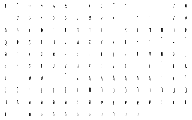 Smoothie Regular  glyph index