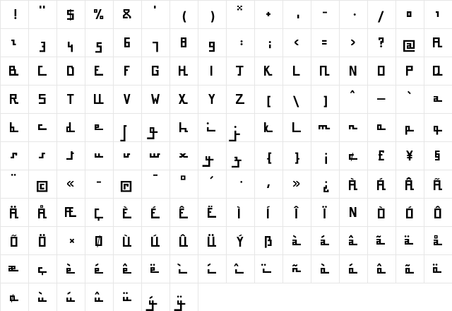 BousniCarre LT Std Bold Regular  glyph index