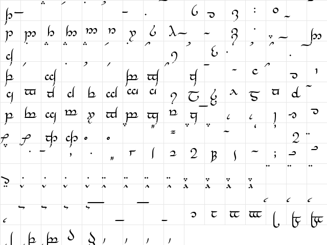 Tengwar Annatar Regular  glyph index