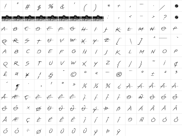 LIGHTSTRIKE Regular  glyph index