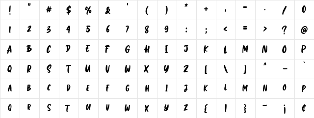 Maddox Regular  glyph index
