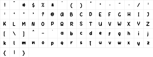 Letter Kids Regular  glyph index