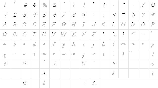 DN Manuscript Outlines Regular  glyph index