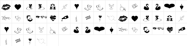 Love Romance Regular  glyph index
